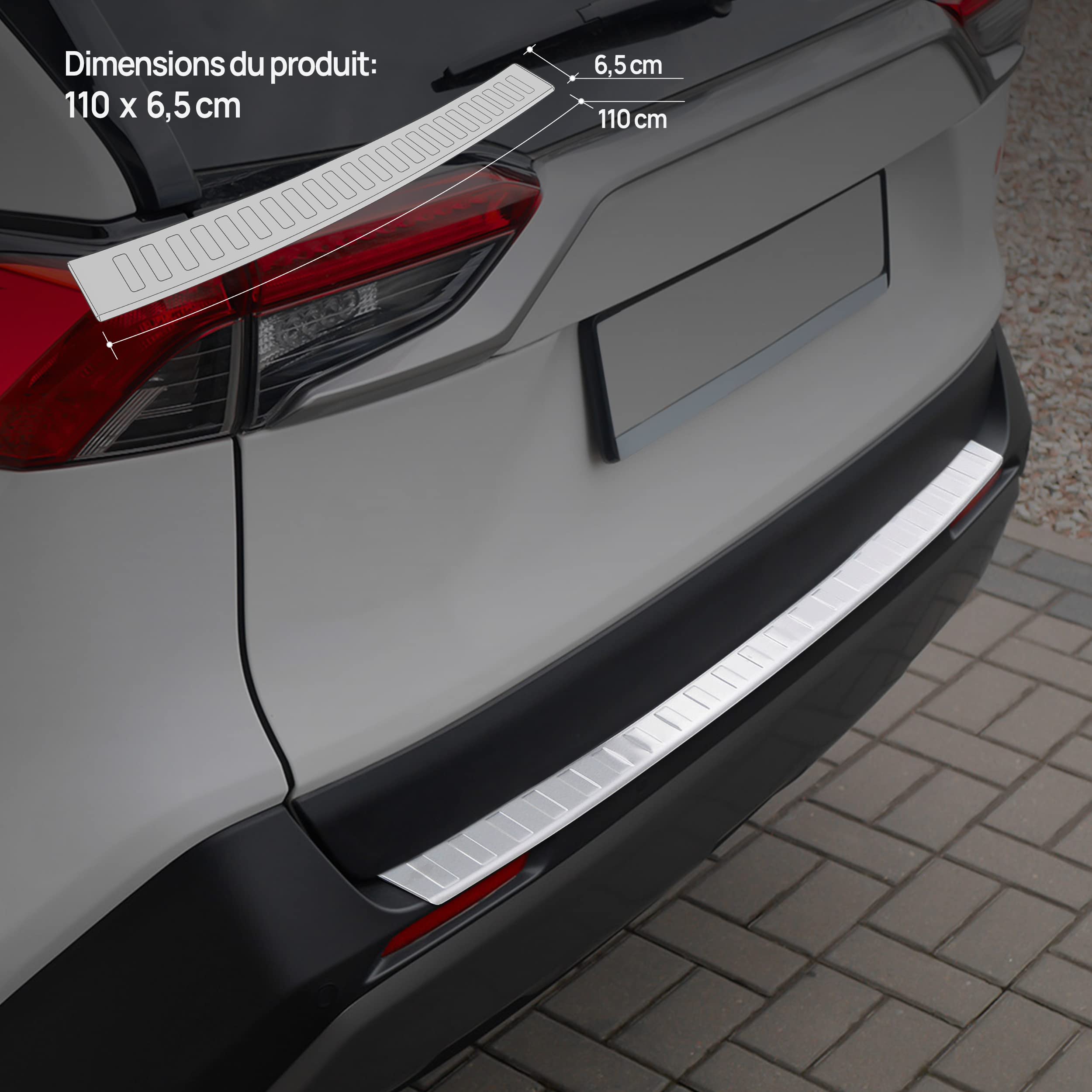Protection Pare-chocs Arrière Pour Toyota RAV4 2006-2013 - Acier Inox Brossé Argent, Anti-rayures, Kit Collage Inclus