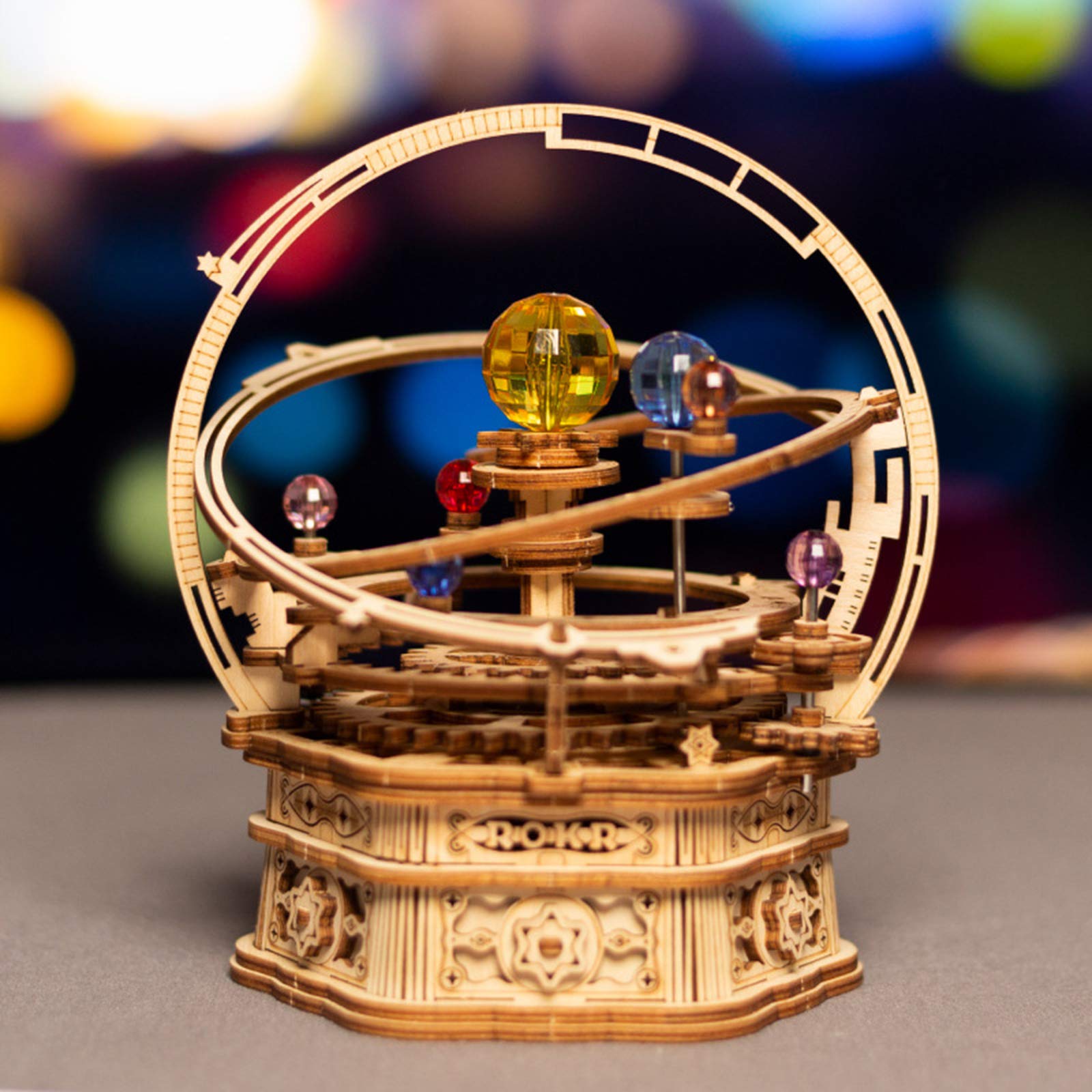 Buy YE&ZI Starry Night Orrery Music Box, 3D Wooden Puzzles Model Kit