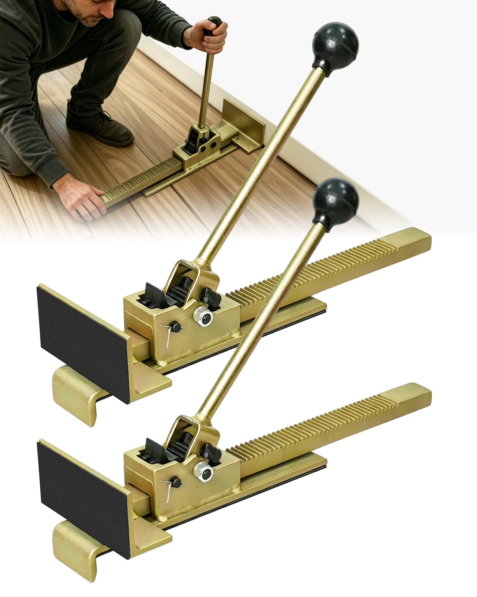 Photo 1 of USYATO Hardwood Flooring Jacks with Non-Slip Rubber,Professional Floor Gap Fixer Tool,Flooring Tightening Tool for Straightening,Levelling,Repairing,Installing Hardwood Floors,2Pcs