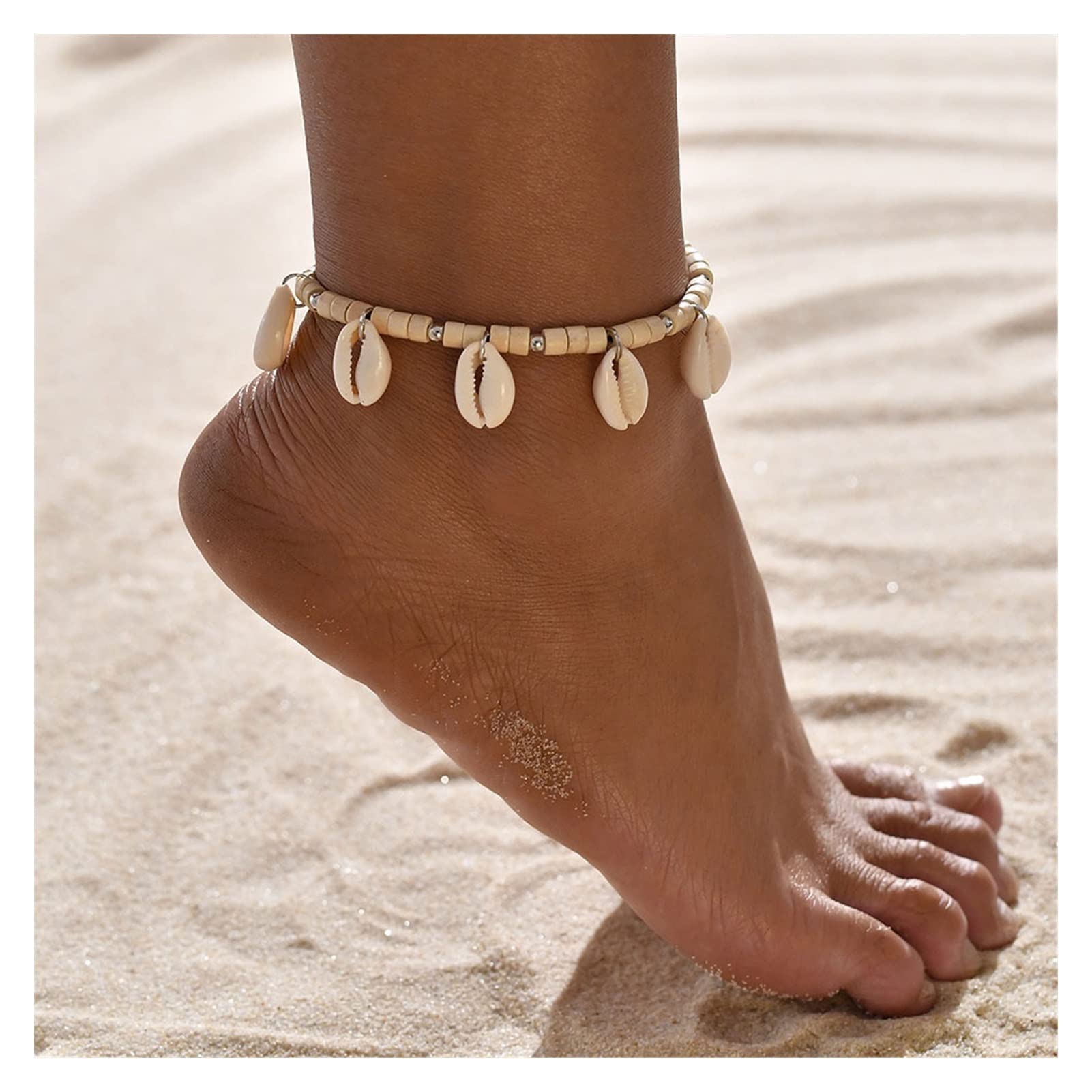 Pulseras De Tobillo con Estilo Bohemio De Conchas Marinas para Mujer - Tobilleras Tejidas con Flecos para Playa De Verano para Mujer Tobilleras para Mujer,