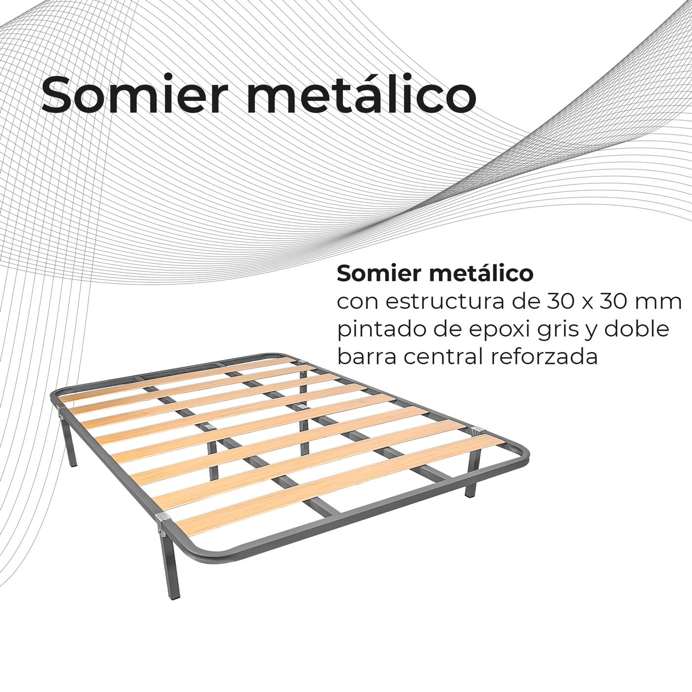 Somnia Descanso Somier de Láminas 30x30mm 150x190 Gris Epoxi