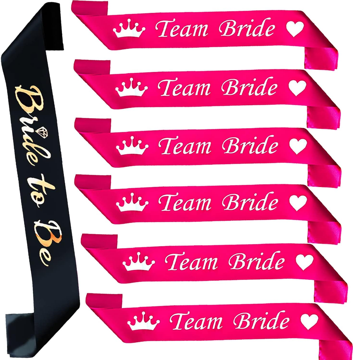 Party Propz Bride To Be Sash - 7 Pcs Set | Bride To Be Decoration Set Combo | Team Bride | Bridal Shower Decorations Kit | Spinster Party Decorations For Women | Bride To Be Sash Bachelorette Party