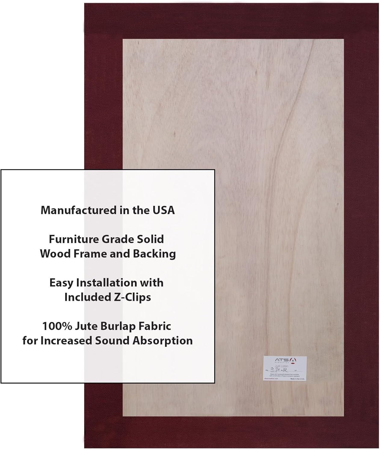 Sound Absorbing Acoustic Panel 24" x 36" x 4" Beveled Edge (Burgundy)