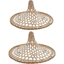 2Pcs Natural Beige Hollow-Out Bamboo Hat, Decorative Light Cover and Performance Hat, Fine Craftsmanship, Not Easy to Deform or Break, for Dancing Props
