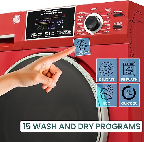 Miniatura 7 de Equator - Lavadora secadora todo en uno 4600 sin ventilaciónventilación para mascotas, ciclo 1.62cf15lbs 110V en Merlot