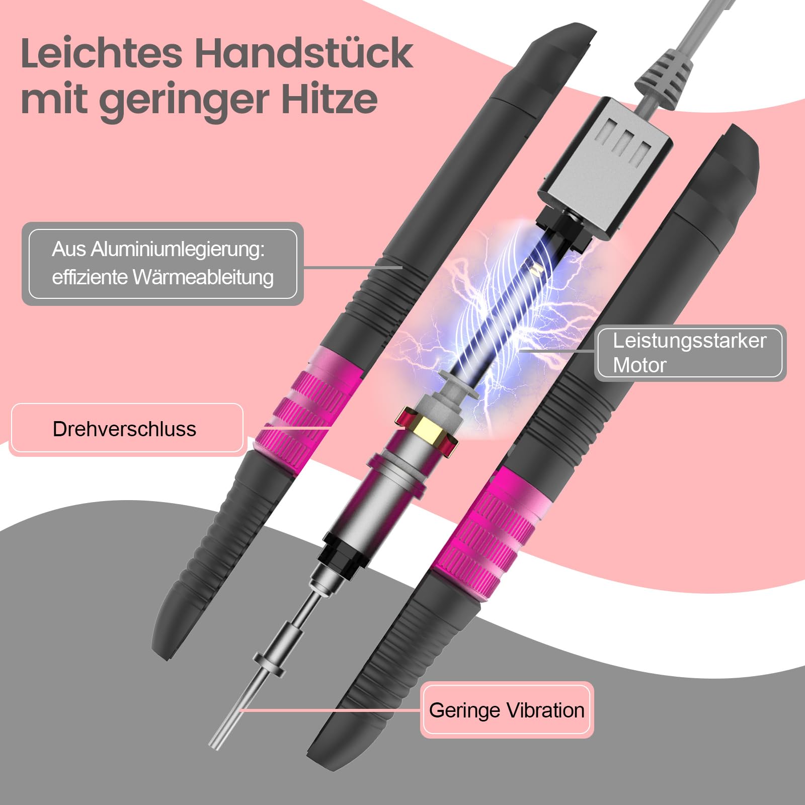 Delanie Nagelfräser 35000 U/Min für Gelnägel Polygel, 6 in 1 Leise Elektrische Nagelfeile Maniküre Pediküreset mit Nagelfräser Aufsätze, Nägel selber machen Entferner für Acrylgel Nagelpflege -Grau