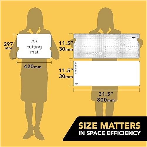 Miniatura 3 de KOUGU Alfombrilla de silicona de alta calidad y corte para manualidades (31 x 12 pulgadas), diseñada para una máxima protección de la superficie,
