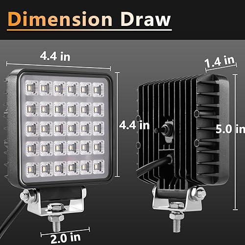Miniatura 2 de Luces LED de trabajo para camión tractor, 75 W, 7000 lm, 12 V, 24 V, impermeable, 4 pulgadas, luces cuadradas para ATV, SUV, UTV, RV, barco, 20 10