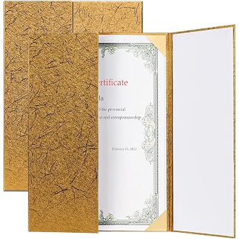 Certificate Folder A4 Certificate Holder 2 Pieces Diploma Folder Hard Cover Certificate Folder Classic Certificate Cover Award Protective Cover Certificate Case for Student School Graduation Gold