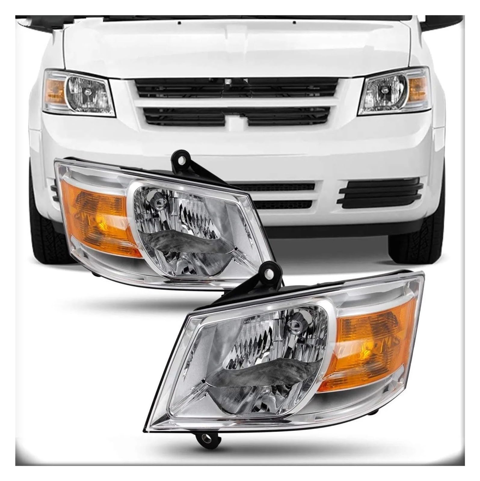 Faro Intermitentes Faros Para Dodge Para Grand Para Caravan 2008 2009 2010 2011 2012 Conjunto De Faros Carcasa Compatible Reflector Ámbar Lente Transparente