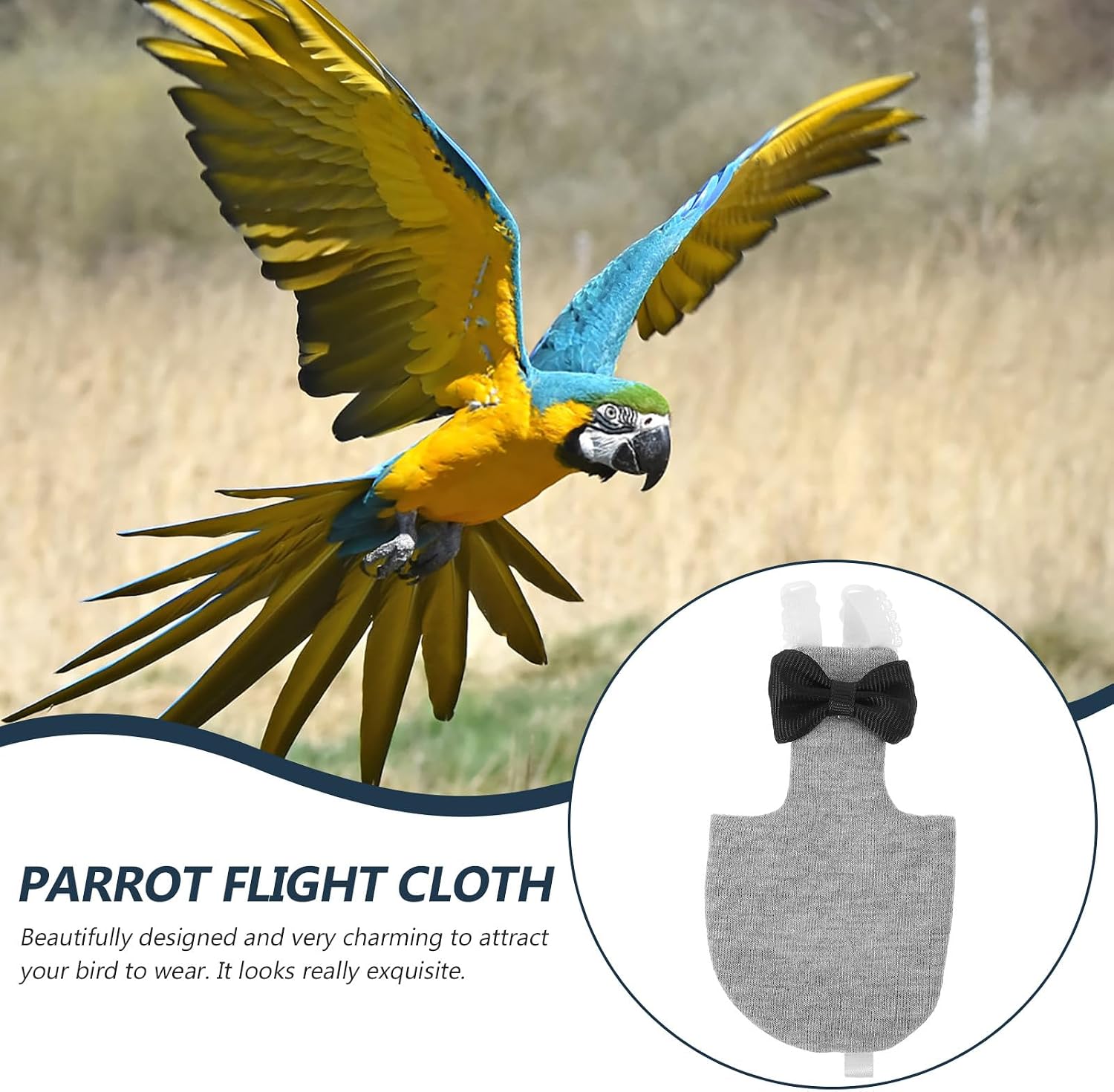 ORFOFE Parrot Bird Diaper Flight Suit with Washable Cotton Fabric XL Size Outdoor Protective Bird Clothing for African Grey