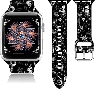 Compatible With Goth Gothic Black Apple Watch 38/40/41/42/44/45mm For Women Men,Soft Silicone Halloween Gifts Decorations Replacement Wristband Band For Iwatch Series 7 6 5 4 3 2 1 SE.38mm/40mm/41mm