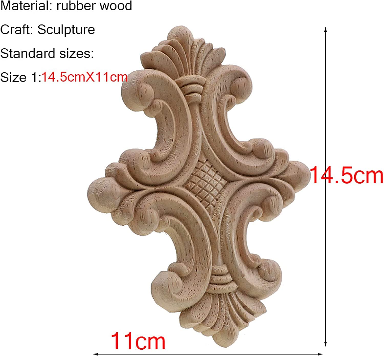 Dekoracja rzeźbiarska w drewnie Naklejka narożna, Aplikacje Kwiatowa Naklejka Rzeźba w drewnie Meble Rzeźbione Aplikacja Akcesoria do dekoracji wnętrz 14,5 cm x 11 cm