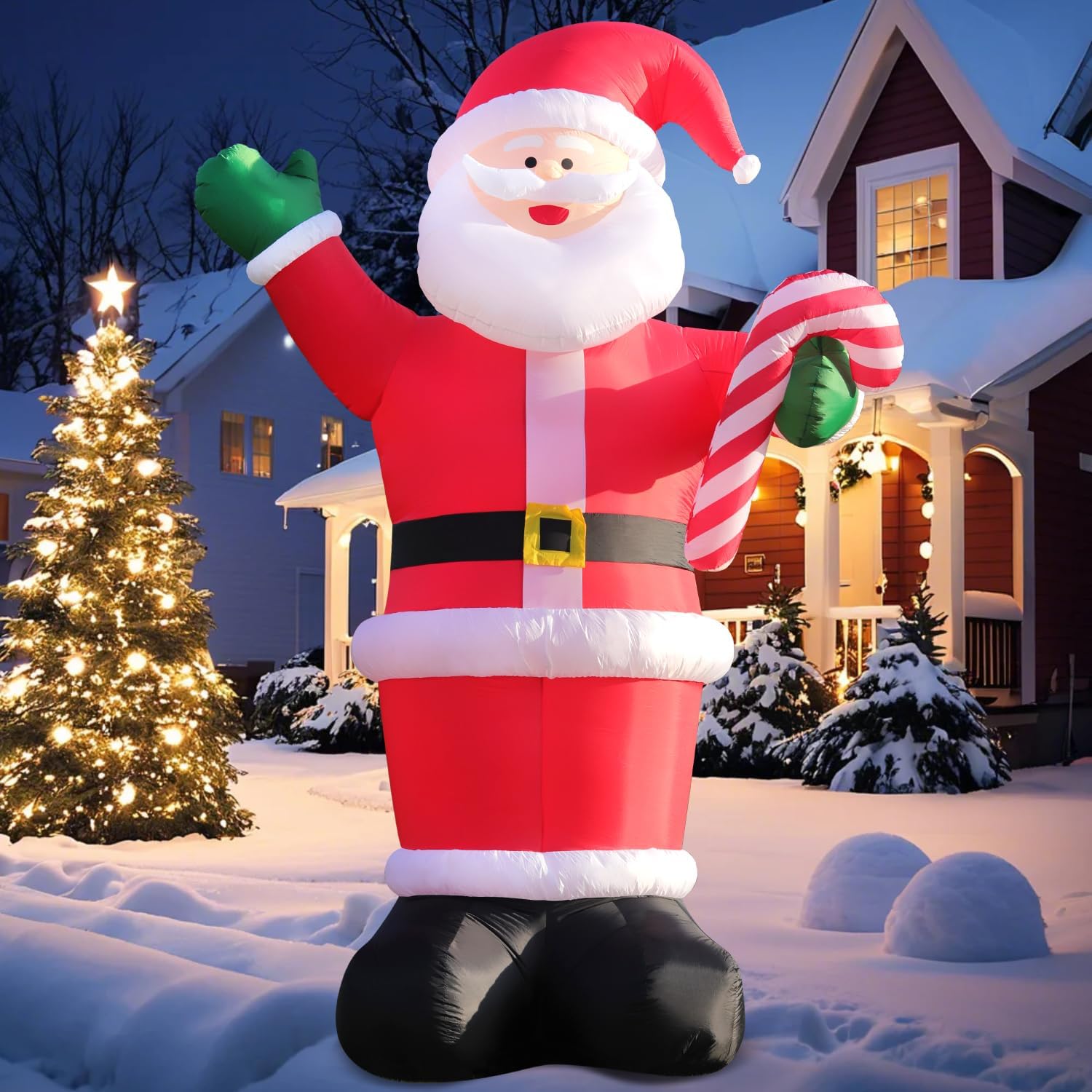 DomKom 14 FT Huge Christmas Inflatable Outdoor Decoration Santa Claus, LED Lights Holiday Blow Up Yard Decoration for Holiday Party Garden Yard Lawn Winter Decor