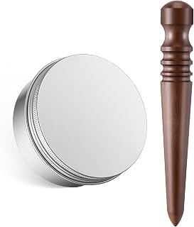 Avenuebool 2 Pcs Leather Edge Burnish Kit, Round Head Wood Leather Burnisher Tool, Including 150g Burnishing Gum and Sandalwood Polishing Stick, Polished Grinding Tool for Burnishing Craft Projects