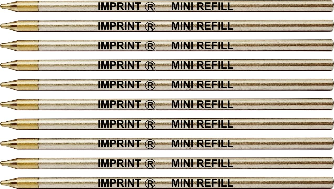 Imprint Mini Ballpoint Pen Refills. Set of 10 Pcs Black Ink 0.6mm Point