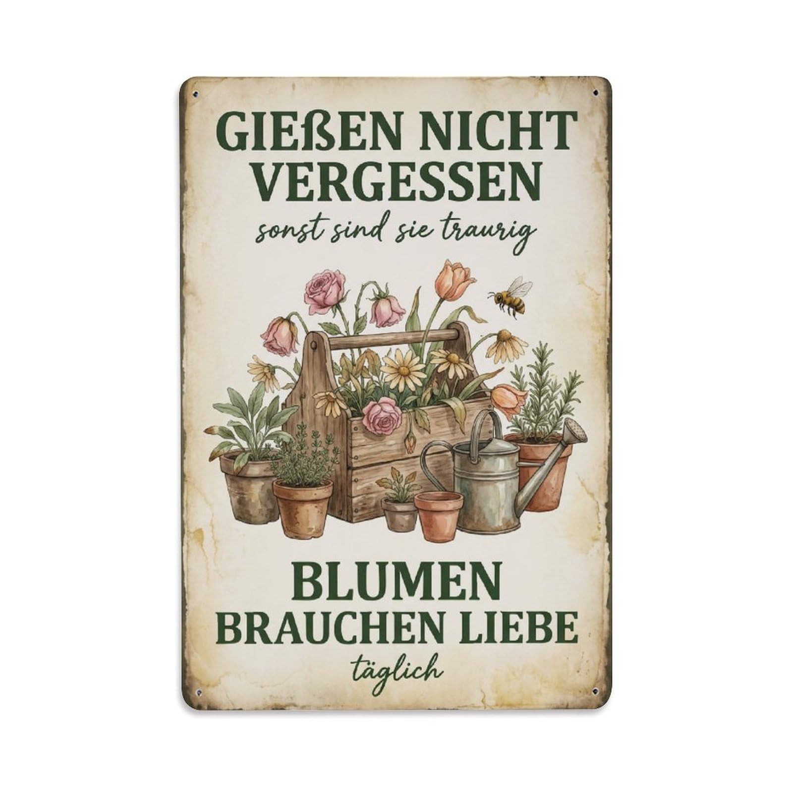 Vintage Funny Garden Dont Forget Water Rustic Gate Metal Tin Sign Plaque Wall Decor for Cafe, Club Bar, Office, Garden Metal Poster 8x12Inch