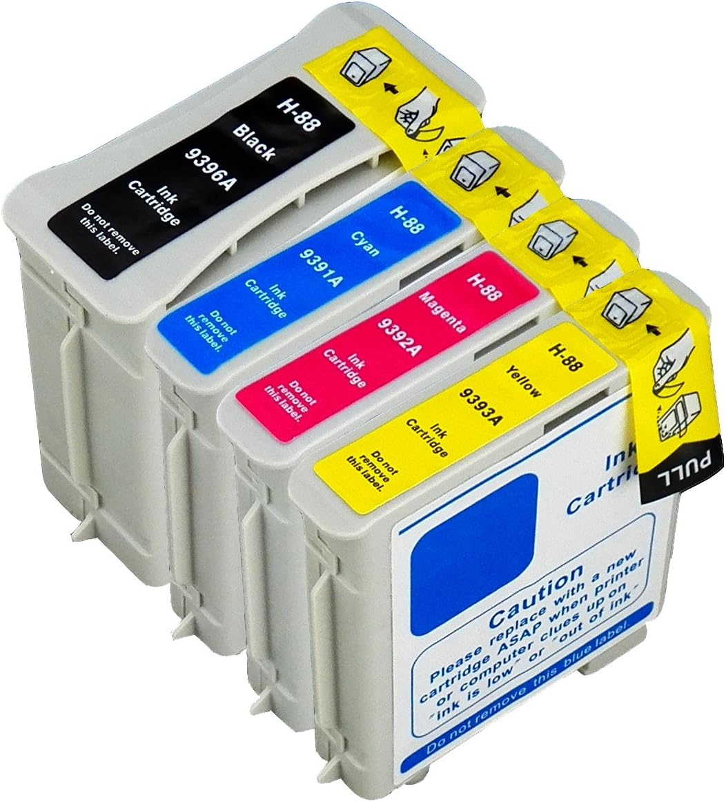 4 Pack Compatible HP 88 , HP 88 XL , HP 88XL , HP88 , HP88 XL , HP88XL 1 Black, 1 Cyan, 1 Magenta, 1 Yellow for use with OfficeJet Pro K-5400, K-5400-dn, K-5400-dtn, K-550, K-550-dtn, K-8600, K-8600-dn, L-7480, L-7500, L-7550, L-7555, L-7580, L-7590, L-7600, L-7650, L-7680, L-7700, L-7750, L-7780. Ink Cartridges for inkjet printers. HP 88 C Blake Printing Supply