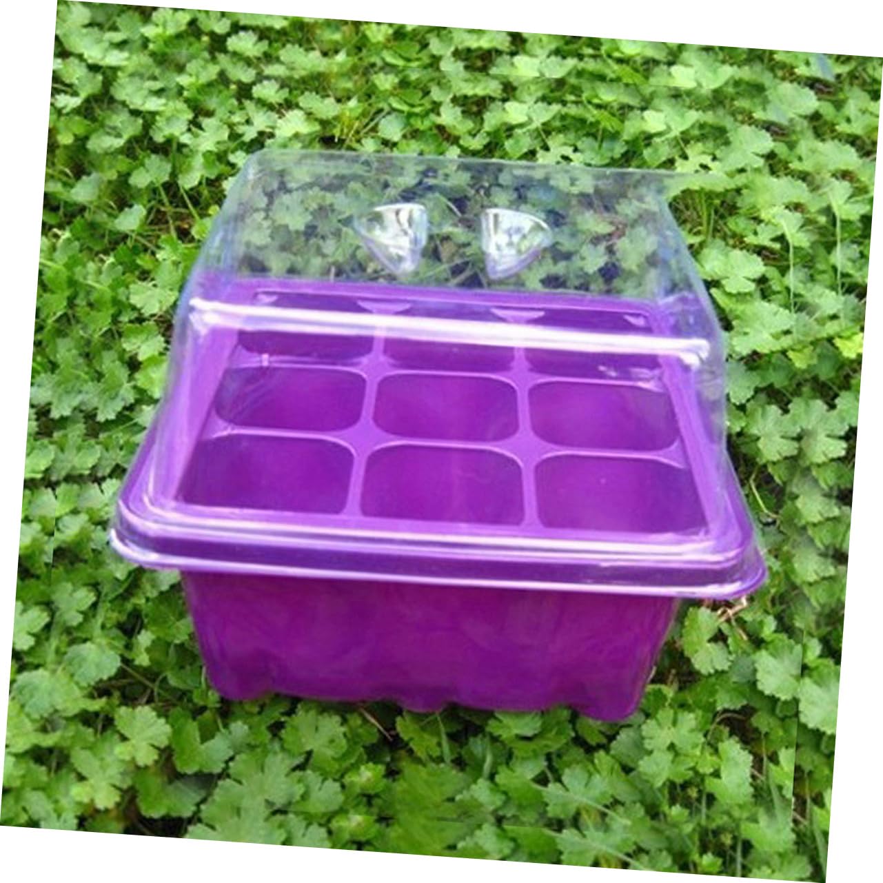 SUPVOX 2 Juegos Vivero De 9 Hoyos Equipo Fabricante De Brotes Plantas Falsas Luces De Cultivo para Plantas De Interior Estera Propagación El Plastico Púrpura 2 Piezas * 2
