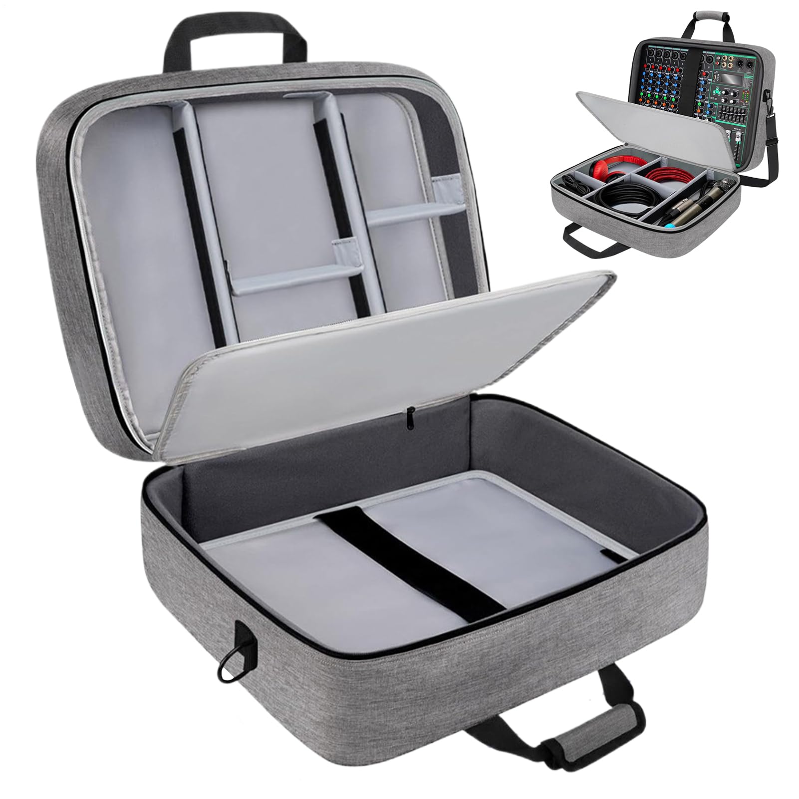 Maletín De Transporte para Mezcladora De Audio - Bolsa de Equipos de | Grabación de Gran Capacidad con Almacenaje Ajustable | Almacenamiento para Equipos de Estudio Musical Resistente a Arañazos
