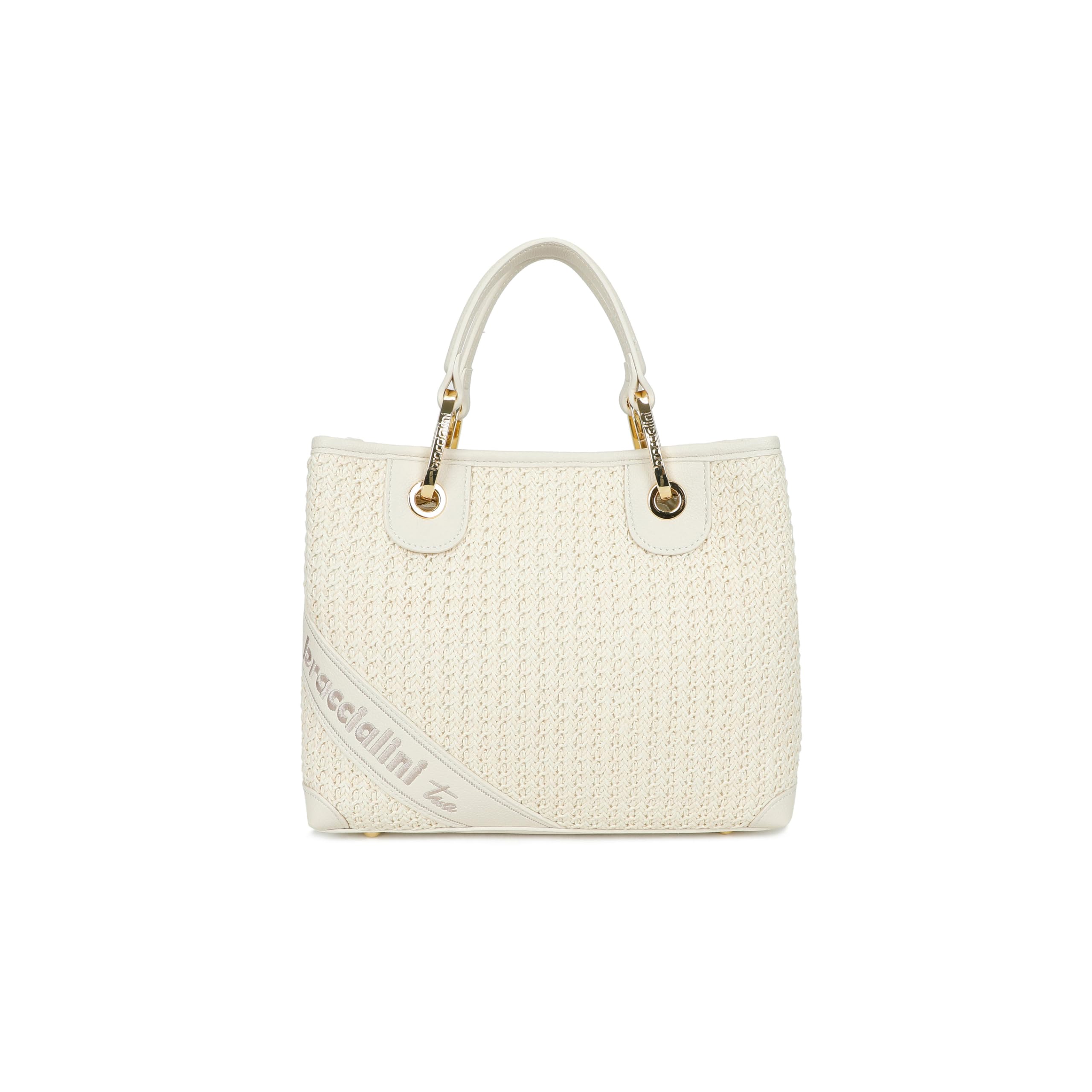 Braccialini Borsa Donna a Mano Beth Tricot in Rafia Intrecciata