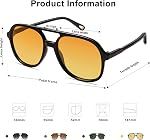 SOJOS Retro Polarized Aviator Lunettes de soleil Femmes Hommes Classique 80s 90s Aviateurs carrés vintage tendance SJ2174