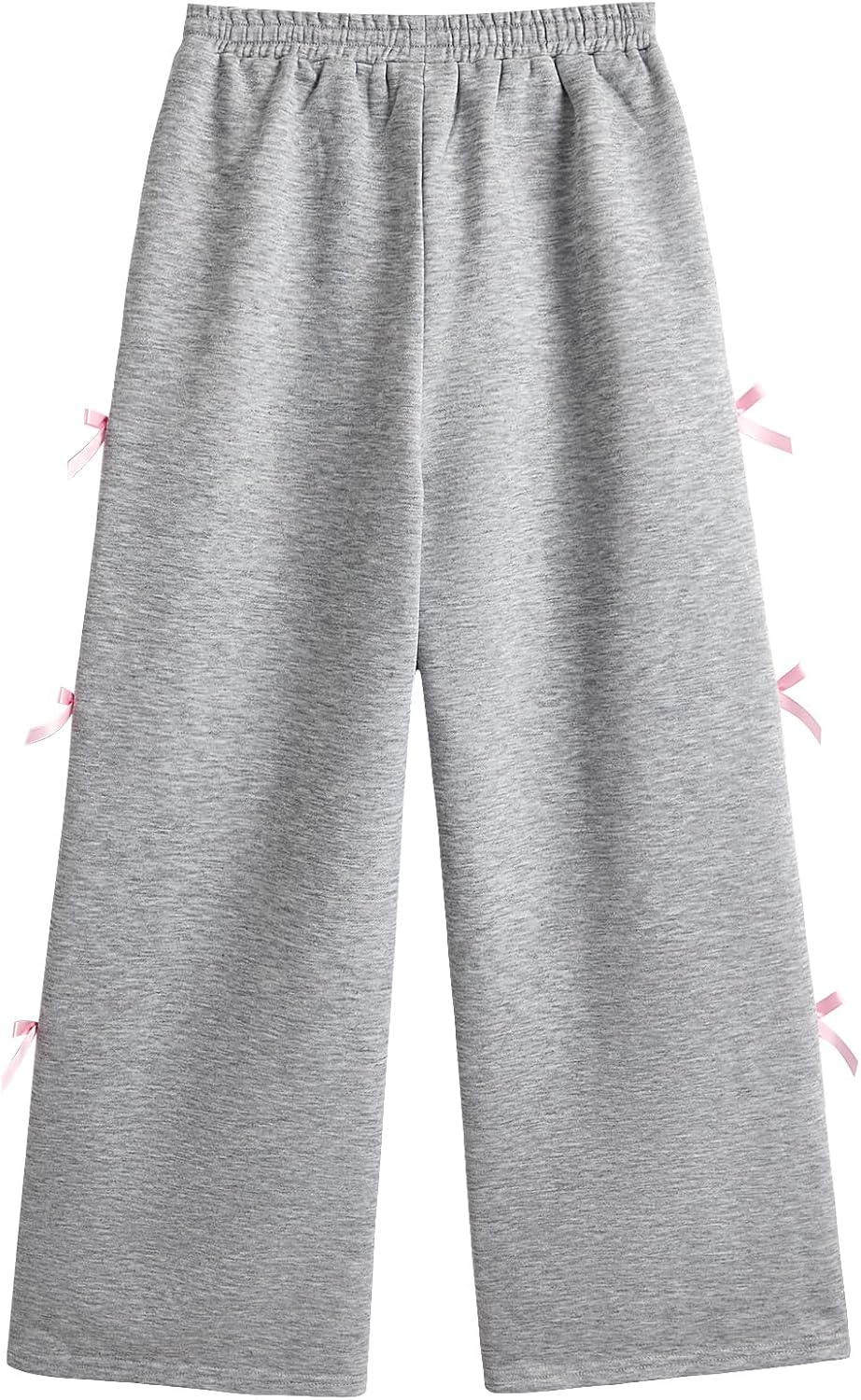 Verdusa Girl's Coquette Bowknot Wide Leg Sweatpants Drawstring Waist Straight Baggy Long Pants