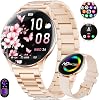 Relojes inteligentes LIGE para mujer, llamadas/recordatorios, pantalla AMOLED de 1.43" ultradelgada, monitor de actividad con frecuencia cardíaca/sueño/SpO2, más de 100 modos deportivos para iOS Android, dorado rosado 1