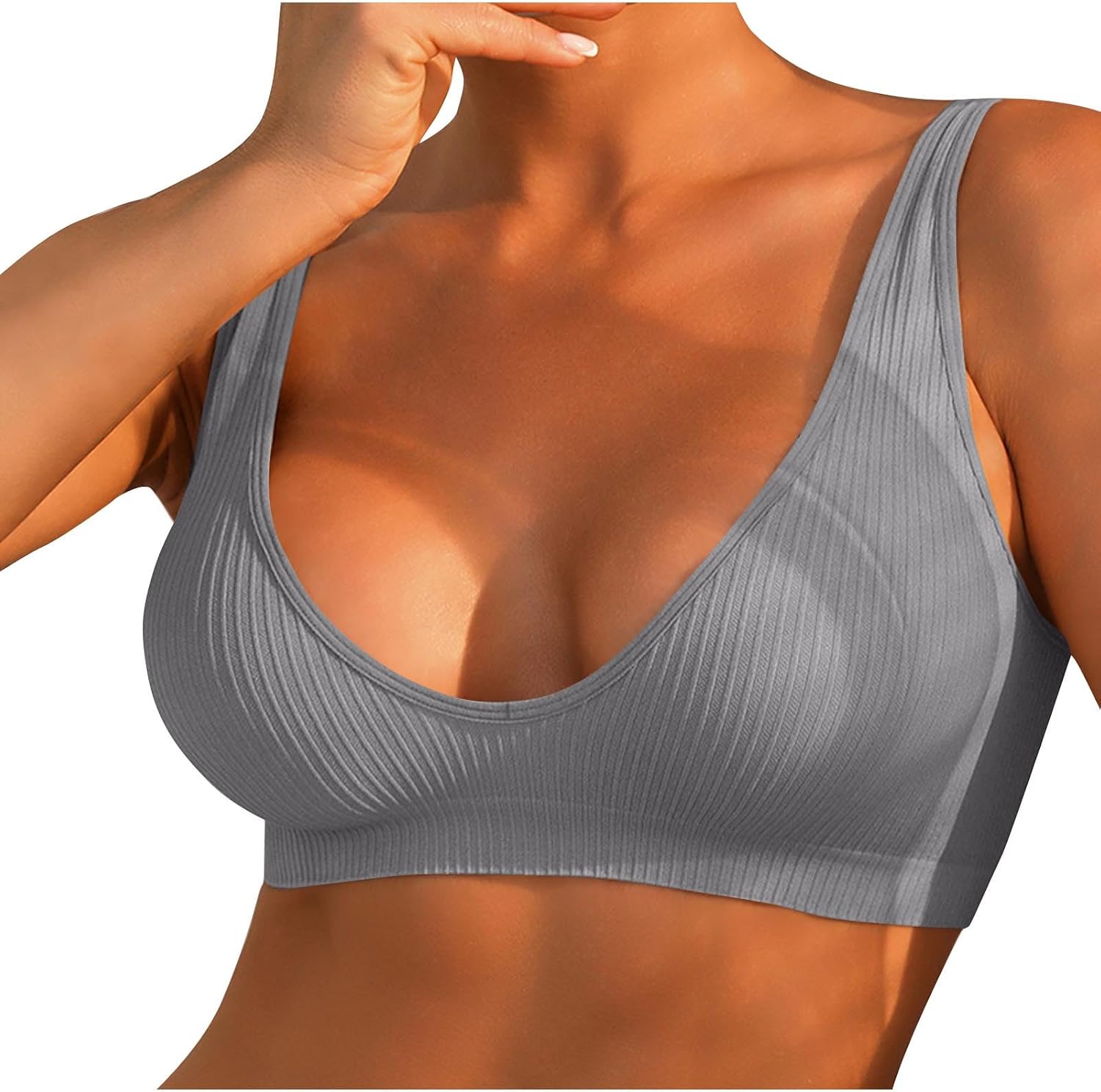 Women's Triangle Bralette Comfortable Unlined V Neck Wireless Smoothing Comfortable Bra Top Stretch Daily Bra