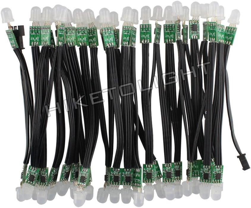 HIKETOLIGHT WS2811 DC5V Pixel LED String Digital Addressable Lights Black Wire Non-Waterproof Full Color LED Pixels Module for DIY Decoration 50leds/Bundle