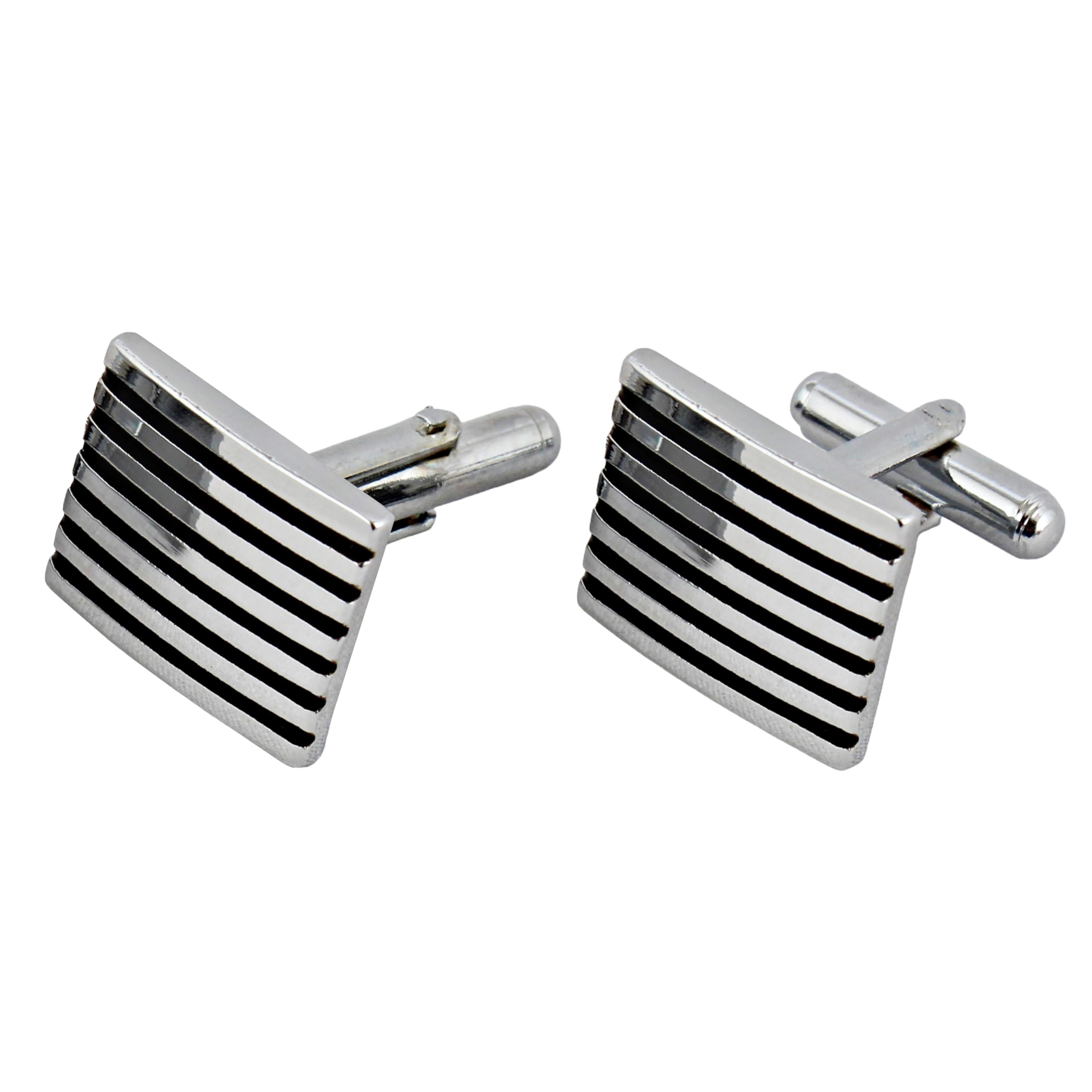 Unique Men Jewelry Silver Plated Black Color Sleeve Button Formal Cuff Button Wedding Shirt Button, Suit, Blazer Cufflinks Pair Gift Set For Men (352-CHC54-1116-S)-image-10