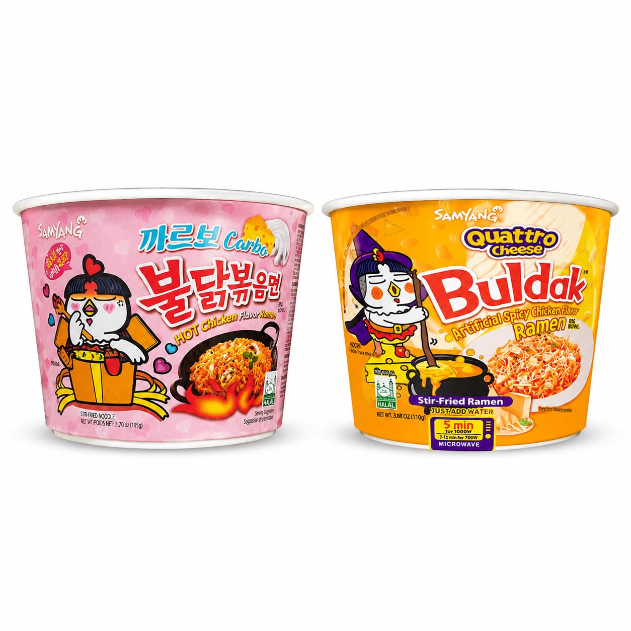 Samyang Buldak Big Bowl Combo Pack – Carbonara Spicy Chicken Flavour 105g + Quattro Cheese Spicy Chicken Flavour 110g | Korean Instant Noodles | Imported | Pack of 2-image-49
