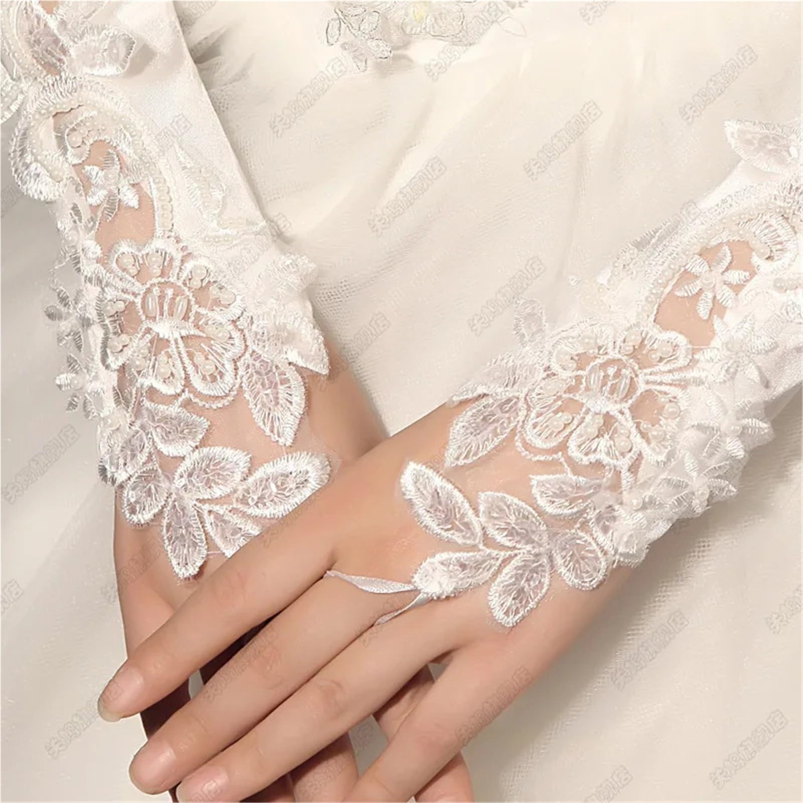 2 paia di guanti da sposa al gomito, senza dita for occasioni speciali