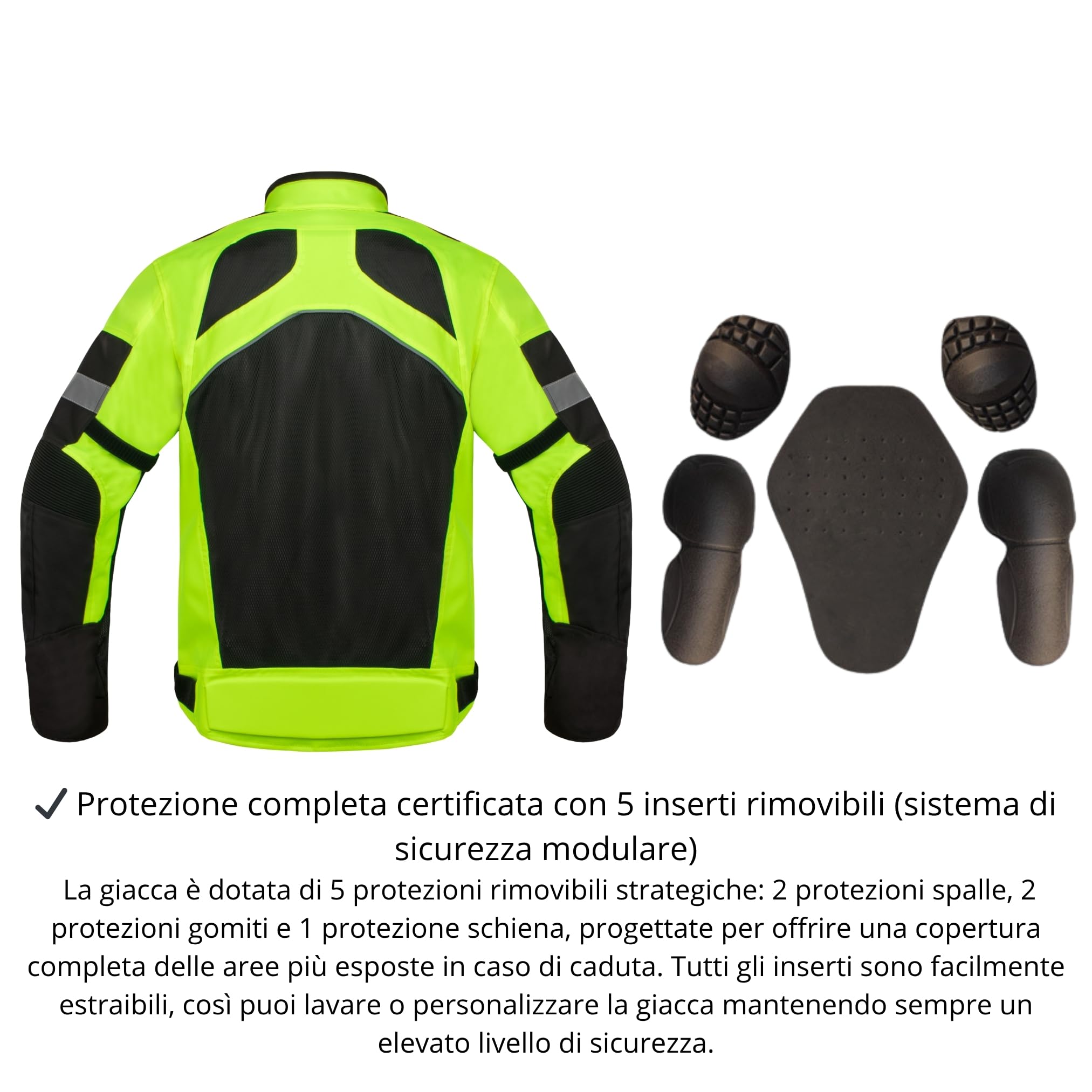 Msport Giacca Moto 4 Stagioni Impermeabile – Giacca Antivento Riflettente ad Alta Visibilità con Protezioni