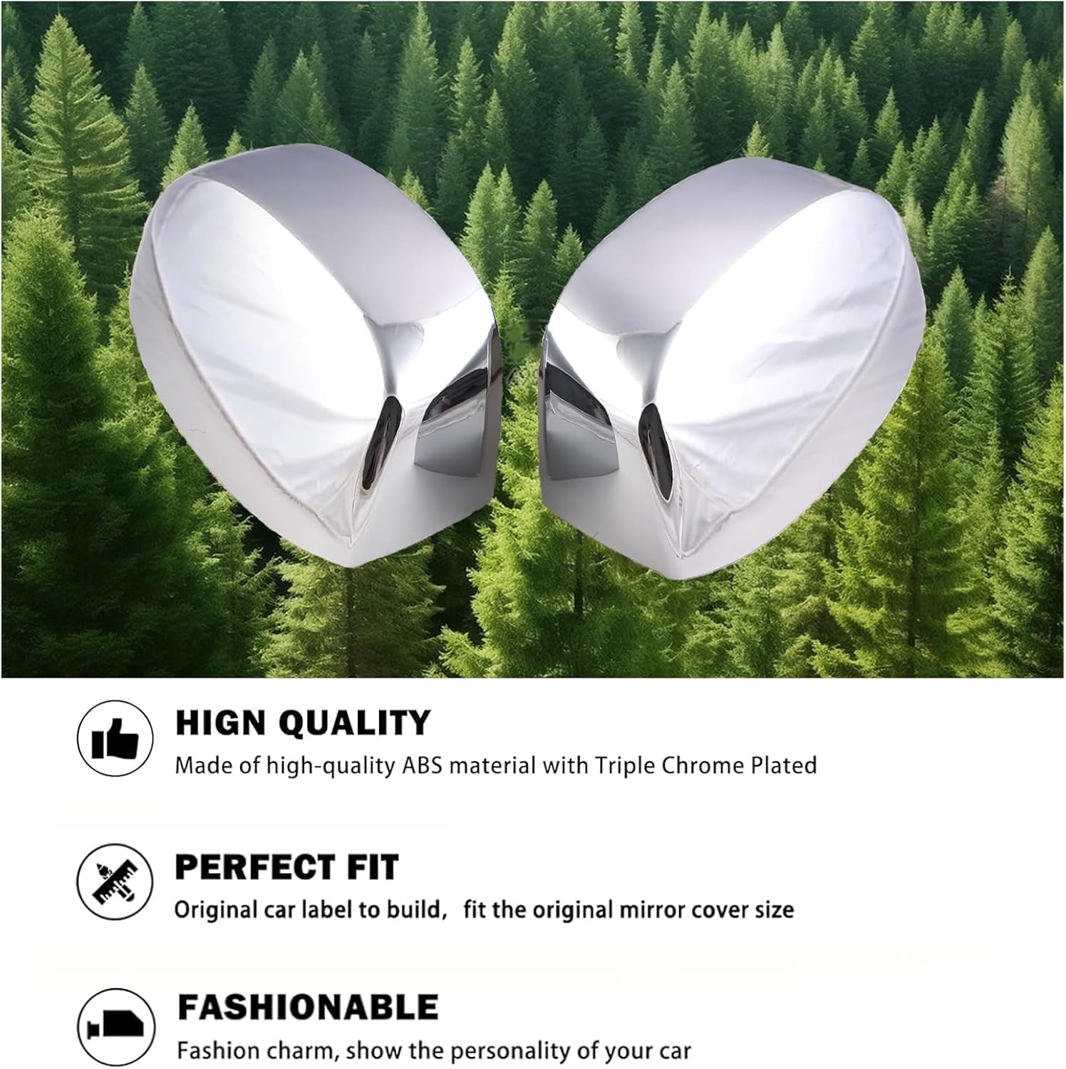 AUCERAMIC Chrome Side View Mirror Covers Caps Top Half Compatible with 2007-2014 Chevy Silverado GMC Sierra Avalanche Tahoe Suburban Yukon Cadillac Escalade