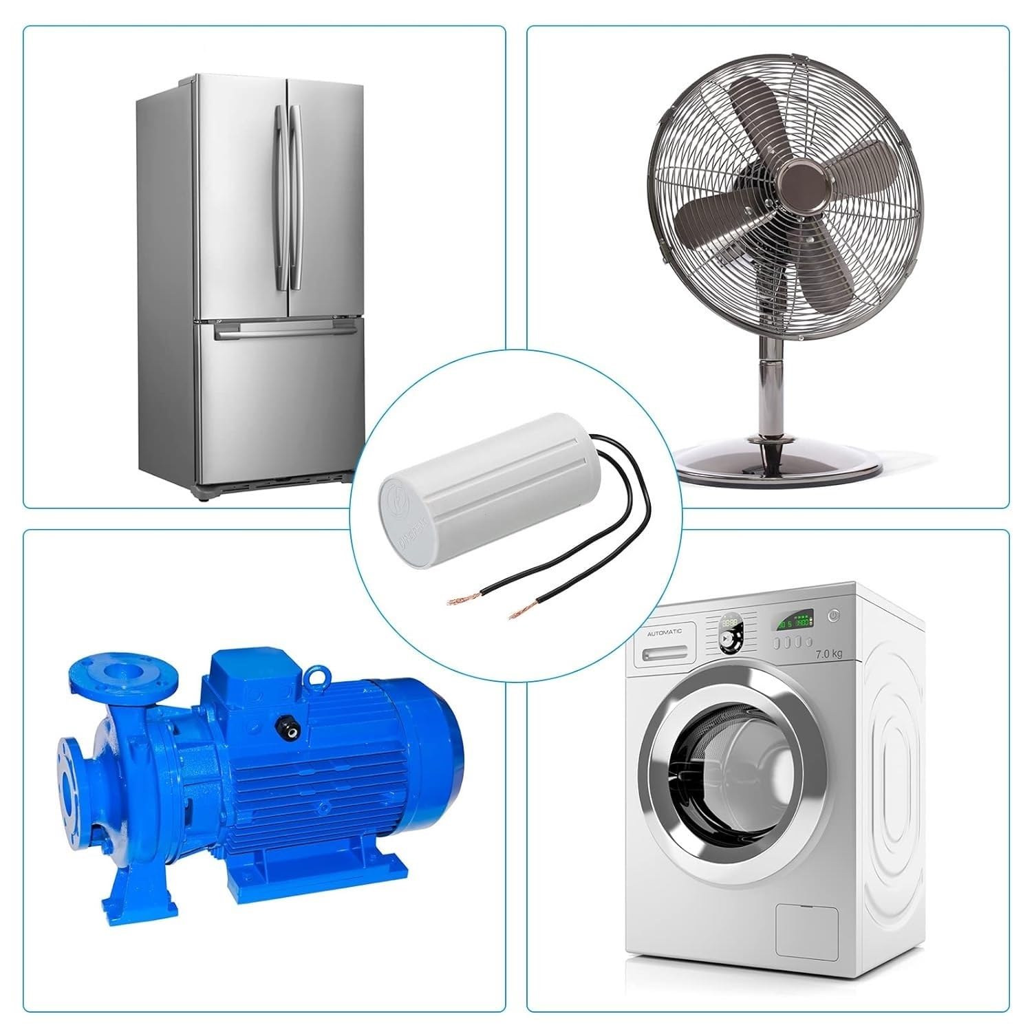 cyclingcolors Kondensator CBB60 12,5uF 450V 2 przewody 100mm silnik elektryczny rozruchowy sprężarka pompa wodna
