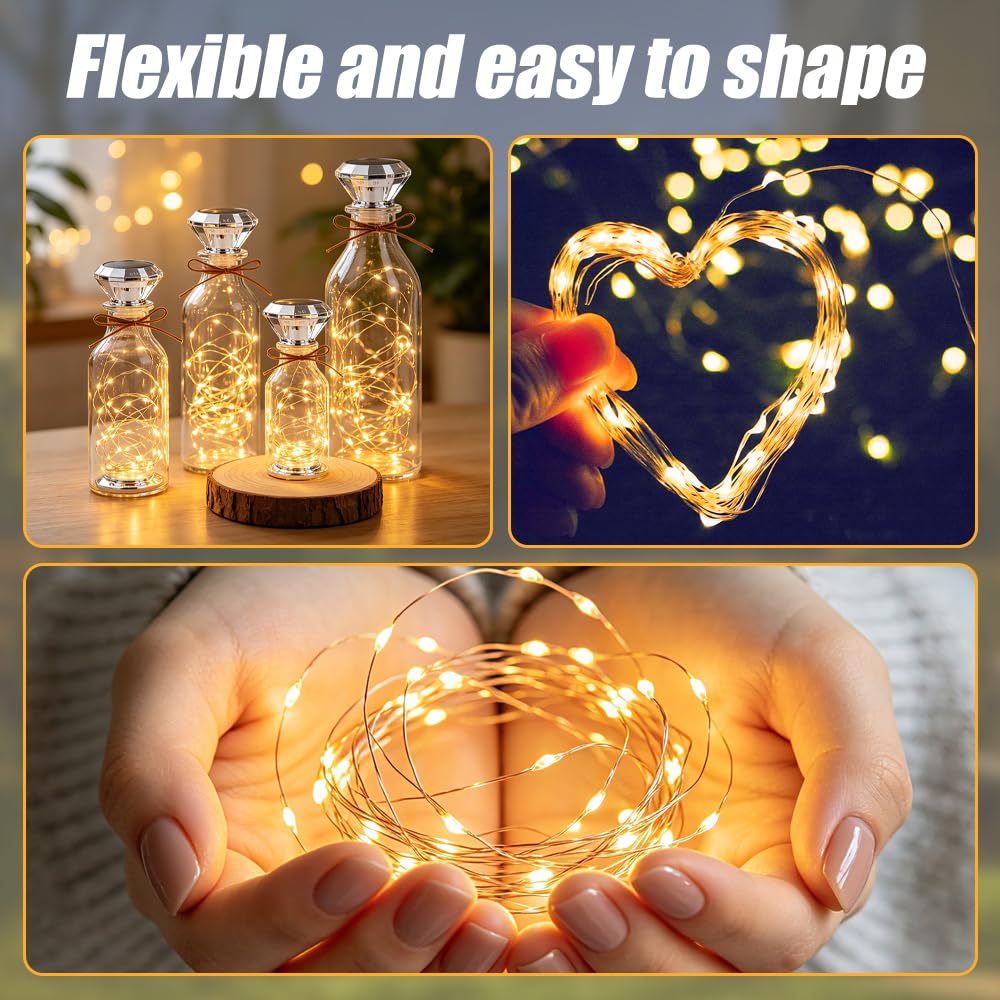 Mineup 8 Pcs Luci Della Bottiglia, 2m 20 LED Bottiglie a Energia Solare, Tappo Luci LED Bottiglia, Per Bottiglie Di Vino, Per Fai Da Te, Feste, Giardino, Matrimonio, Decorazione Per Interni Ed Esterni