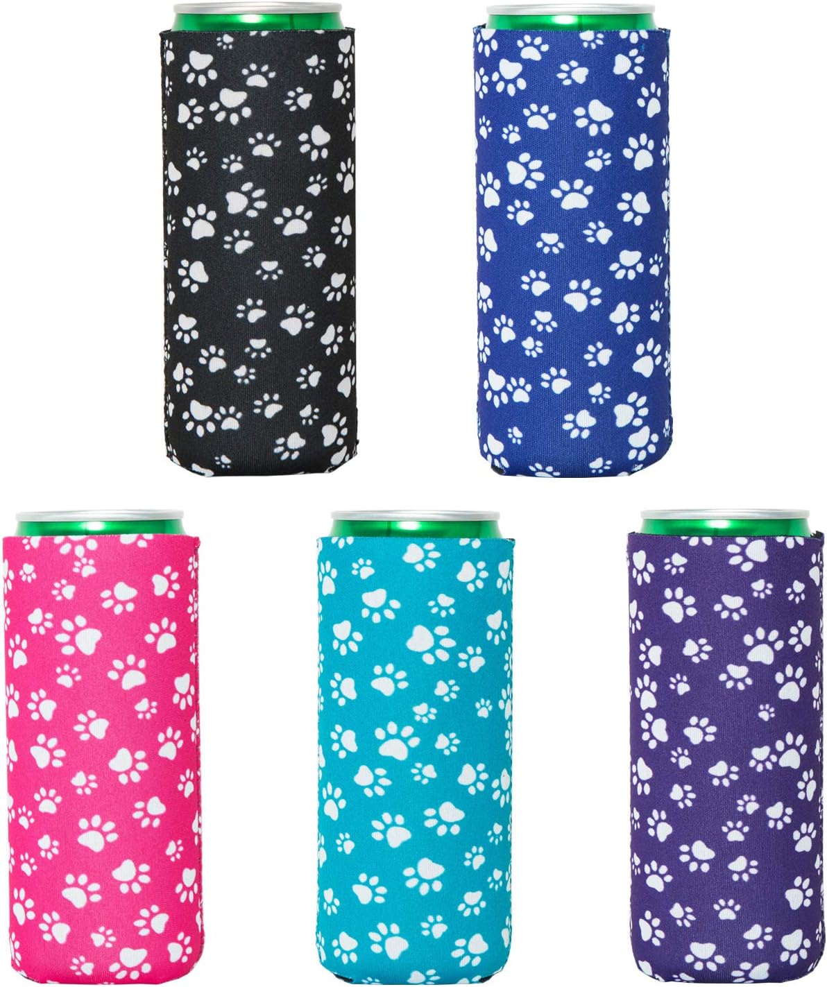 HaiMay 5 Pieces Slim Beer Can Sleeves Beer Can Cooler