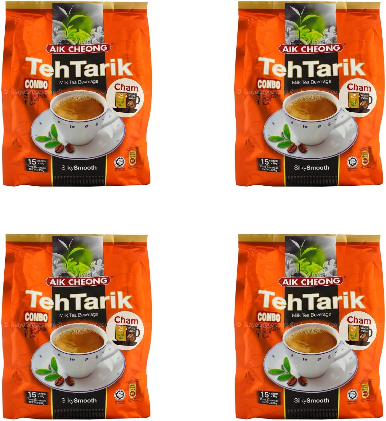 4 Pack Aik Cheong Teh Tarik Milk Tea Beverage Cham (Milk Tea + White Coffee) Silky Smooth Imported from Malaysia (4x15 sachets)