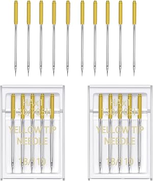 YICBOR Sewing Machine Needles, Universal Regular Point Flat Shank Sewing Needles HAX1 130/705H Compatible with Singer, Brother, Janome, Pfaff and Other Brand Sewing Machine Yellow Size 18-2pack