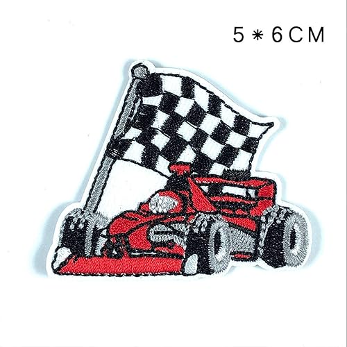 Miniatura 7 de Parches de carreras a cuadros F1, bandera de carreras de coches a cuadros bordada, parches para planchar para jeans, chaqueta, bolsa, gorras,