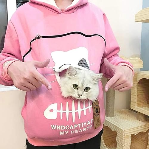 Miniatura 23 de Sudadera con capucha para transportar mascotas para hombre y mujer, con soporte para cachorros y gatitos, sudadera con bolsa de animales, sudadera