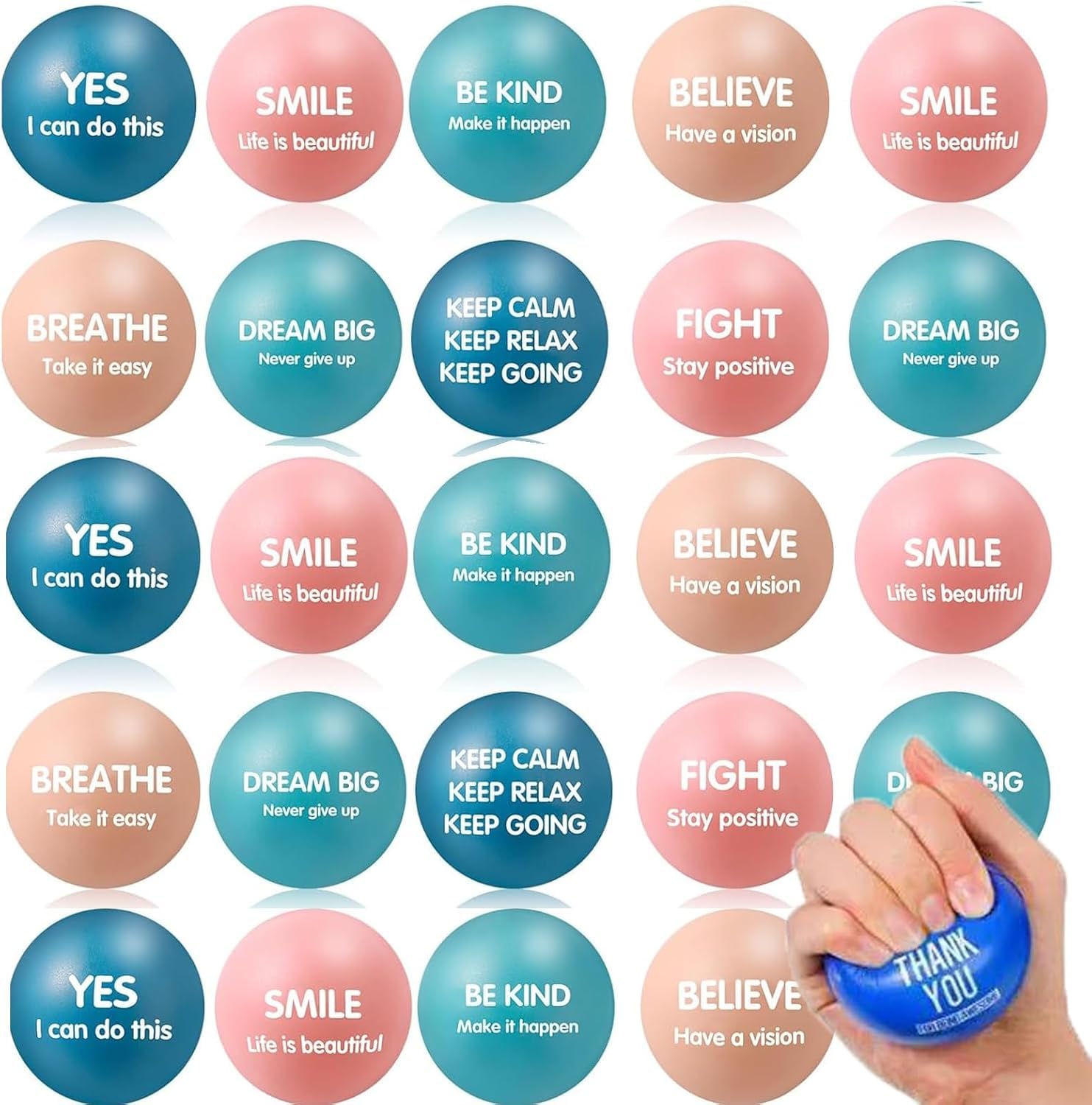 80 Balles Anti-Stress Inspirantes BallesAnti-Stress Colorées à Presser avec Citations Motivantes Boule d'Anxiété Inspirante Balles Anti-Stress de Motivation pour Exercice de Main Anti-Colère 5cm