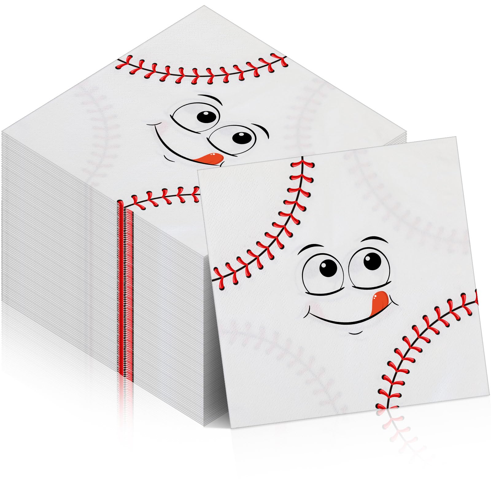 AmazingSpark 48 Pcs Baseball Paper Napkins 13 x 13 Inches Disposable Napkins Sports Theme Party Supplies for Birthday Baseball Themed Party Decorations(Cartoon)