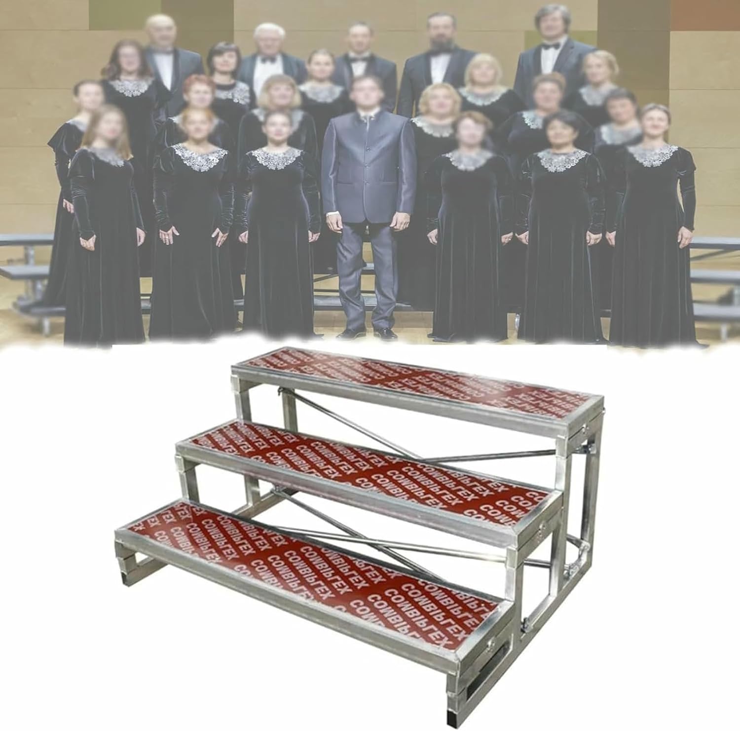 Sturdy Choir Risers Step, Heavy-Duty 1/2/3-Tier Platform for Church School Stage Events Backyard Weddings Trade Show Booths, Tool-Free Assembly