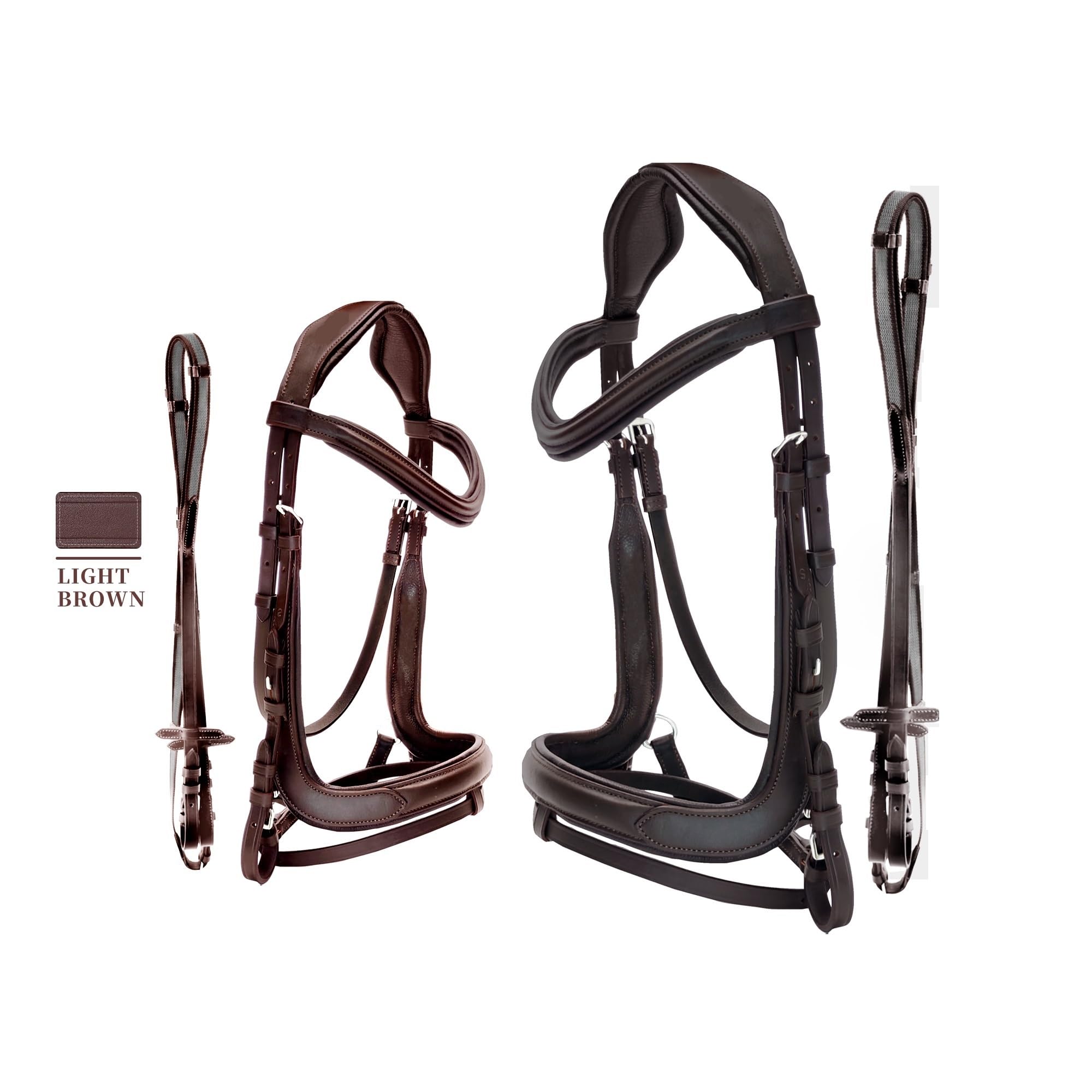 Briglia da Equitazione con redini Antiscivolo Attrezzatura equestre Marrone Nero Attrezzi for Cavalli da Corsa per Cavalli(Dark Brown XL)
