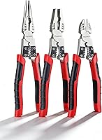 Vista 1 de Juego de 3 alicates multiusos, incluye linieros de 8.5 pulgadas, punta de aguja de 9 pulgadas y cortador lateral diagonal de 7.5 pulgadas
