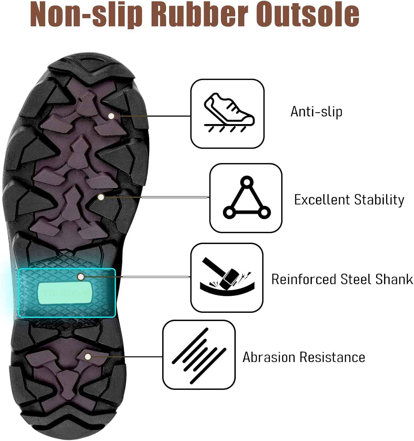 Trudave Rubber Boots for Men with Steel Shank, Waterproof Mid Calf Mens Rain Boots, 5.5mm Neoprene Insulated Mud Work Boots for Garden, Size 6-13 - Image 4