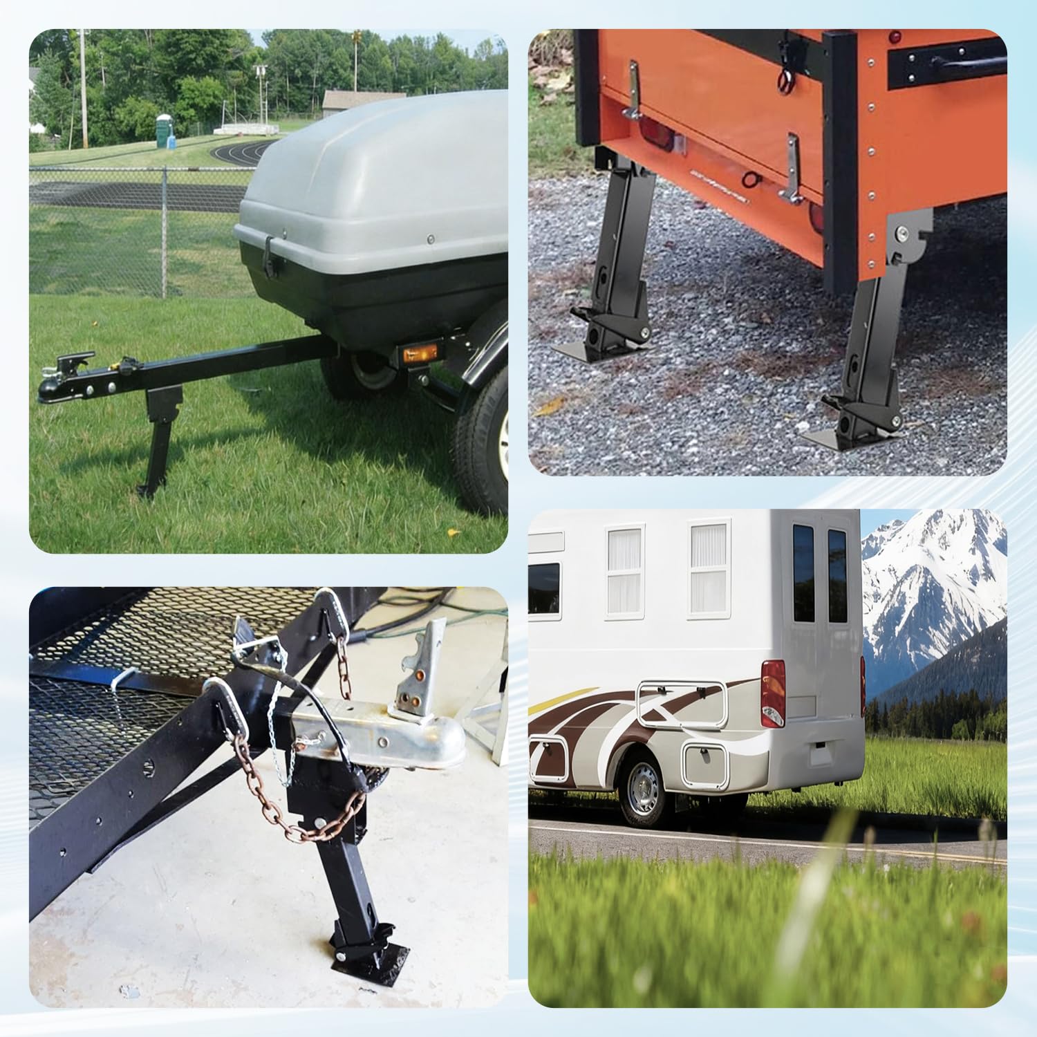 Vérin Stabilisateur Caravane, Lot de 2 Stabilisateurs de Remorque, Support de Stabilisation Charge 450kg (992 lbs), Réglable 290-455mm, pour Camping-Car, Caravane, Véhicule Tout Terrain