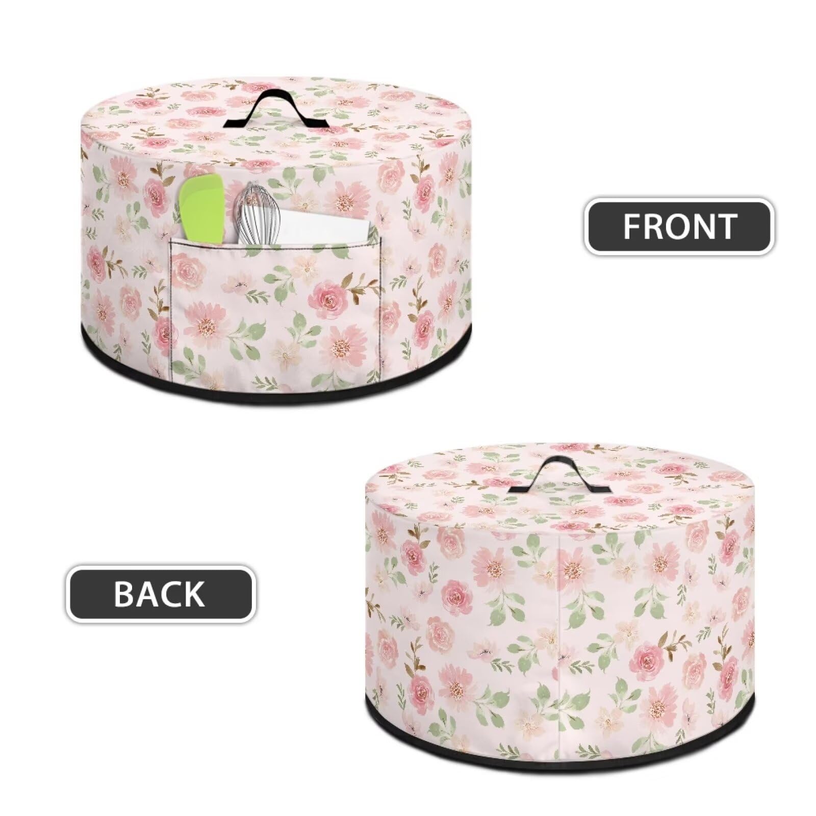 Freewander Pink Rose Slow Cooker Cover Kitchen Accessories Kitchen Decor Small Appliance Cover with Pocket Washable Dustproof Slow Cooker Cover for 6-8 Quart Slow Cooker